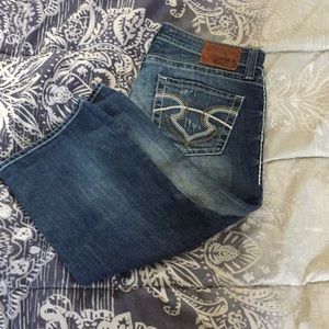 Low rise blue jeans